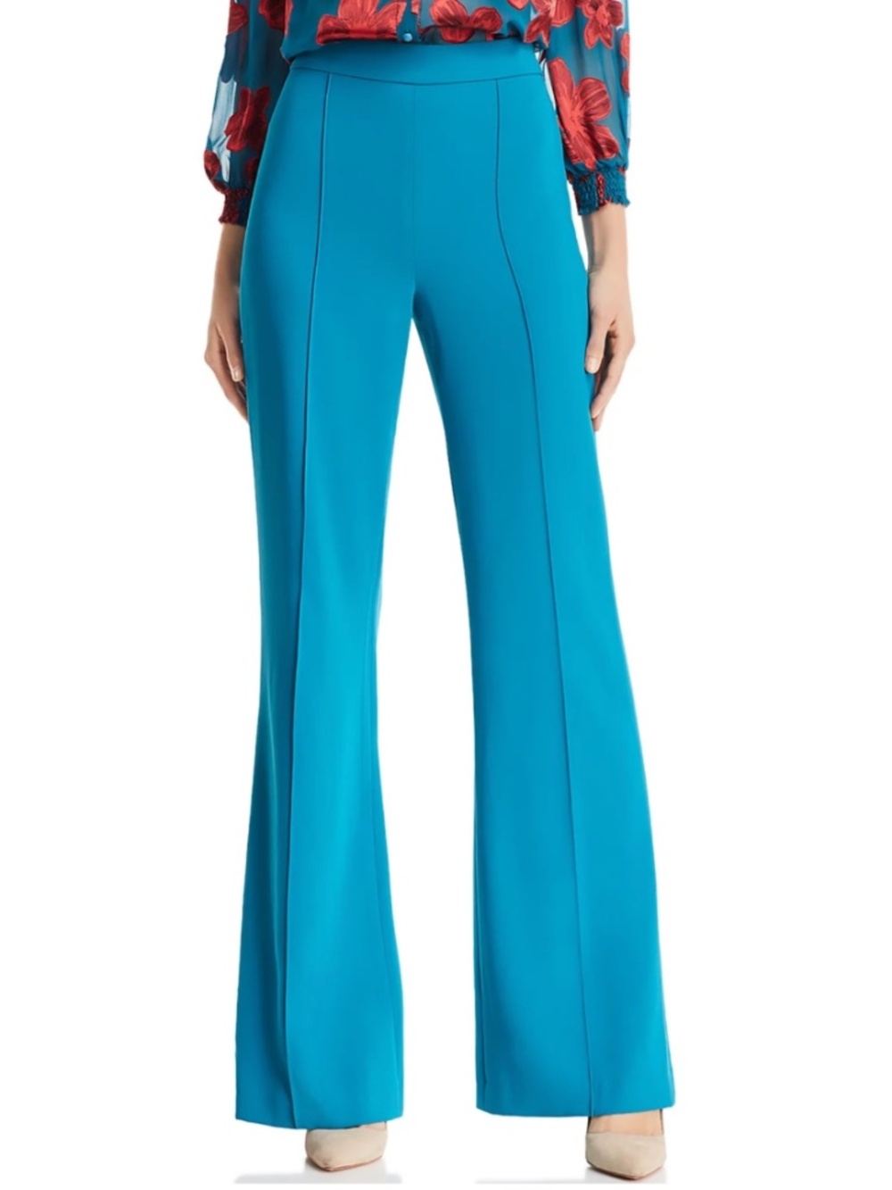 Alice + Olivia Jalisa High-Rise Flared Pants in Teal: Size 2